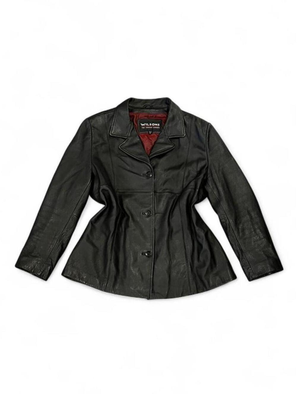 Vintage Wilsons Black Genuine Leather Blazer Jacket Y2K Minimalist Moto XL